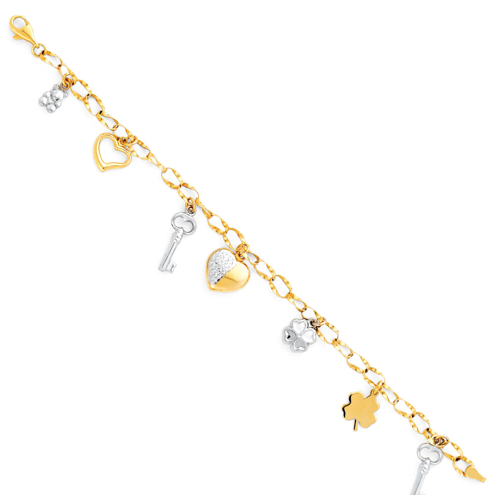 14K Yellow Gold Assorted Fancy Bracelet - AB23