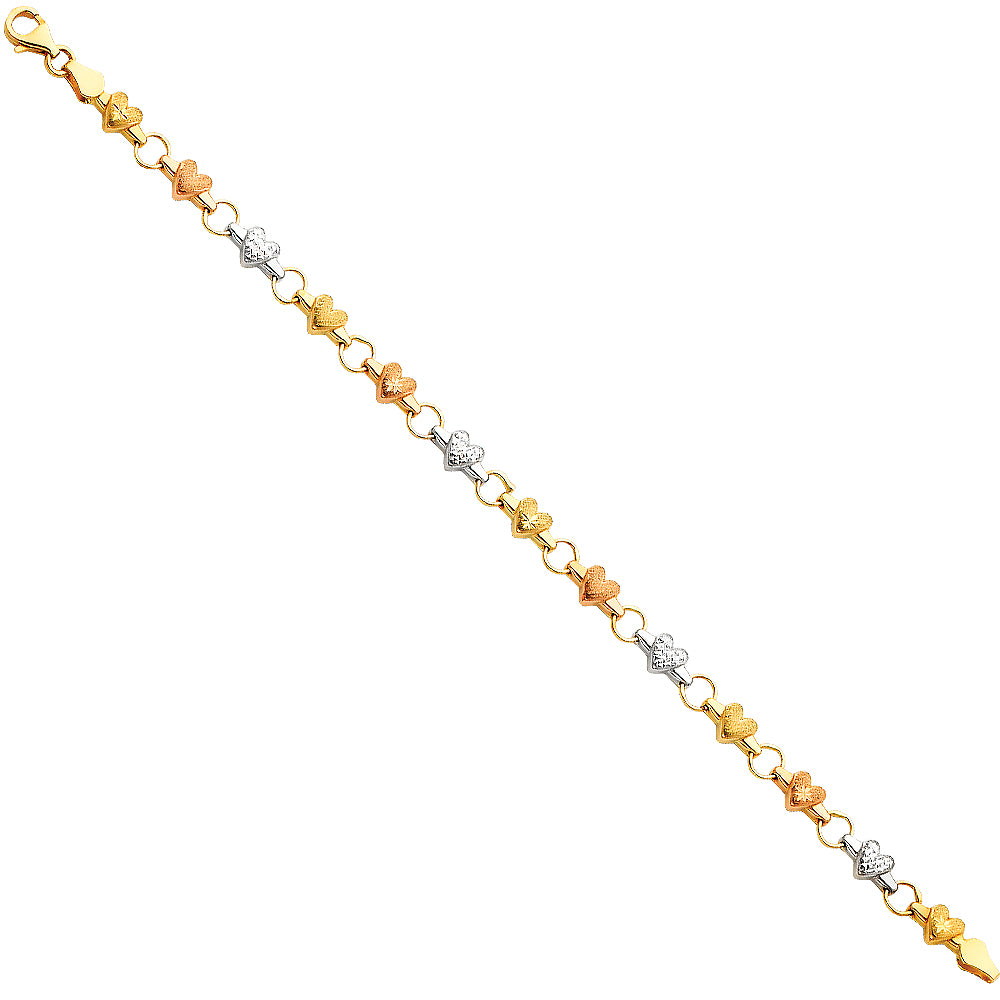 14K Yellow Gold Assorted Fancy Bracelet - AB54