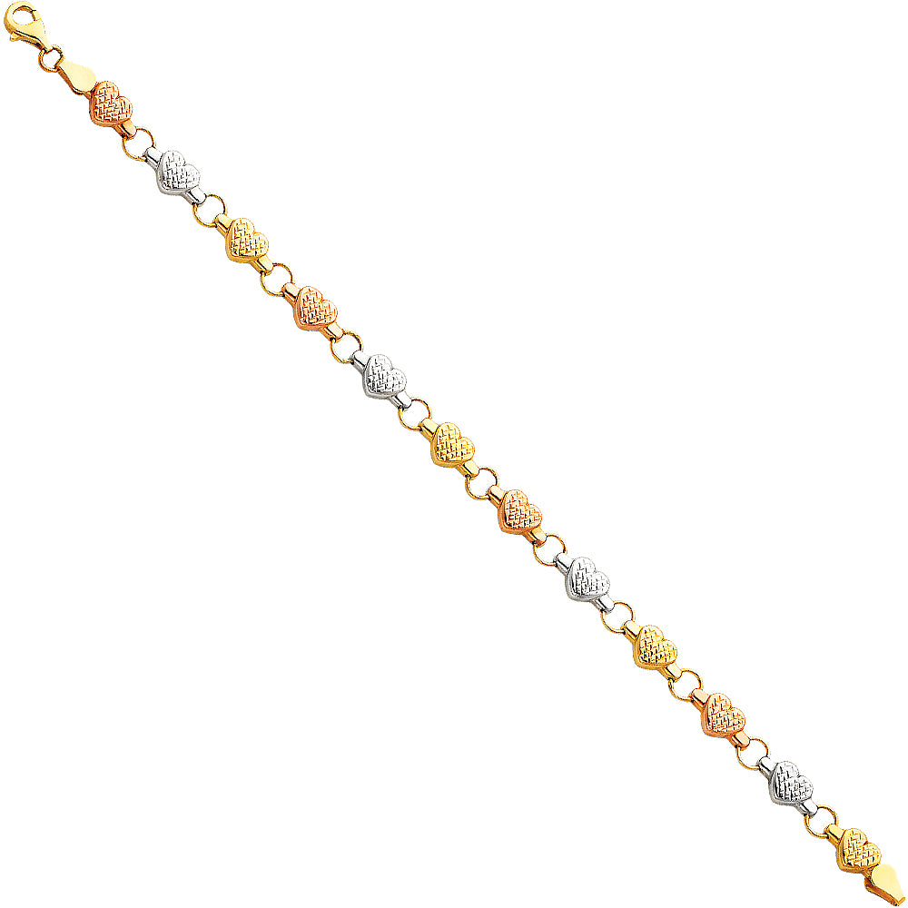 14K Yellow Gold Assorted Fancy Bracelet - AB57
