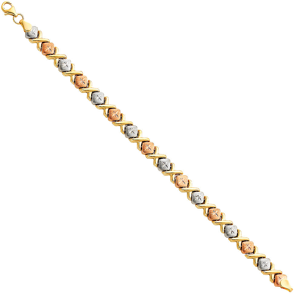 14K Yellow Gold Hollow Necklace & Bracelet - AB62