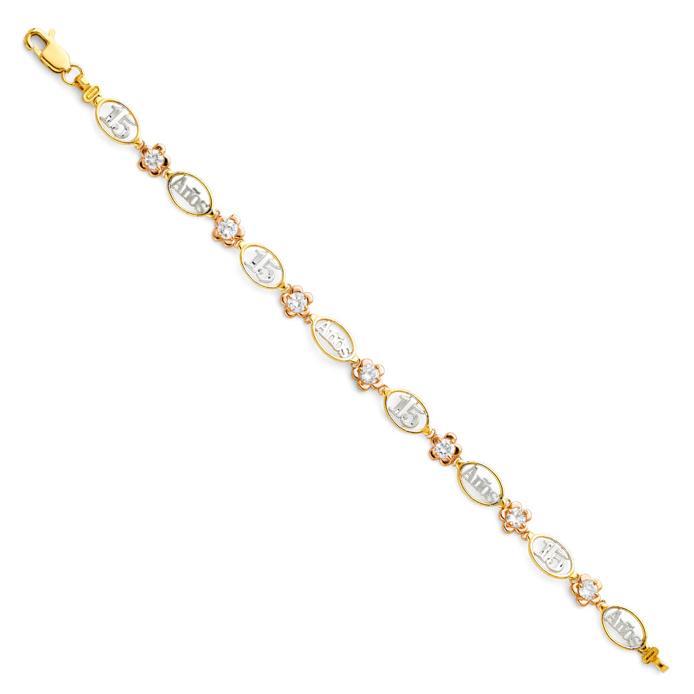 14K Yellow Gold 15 Años & Lucky Bracelet - AB158