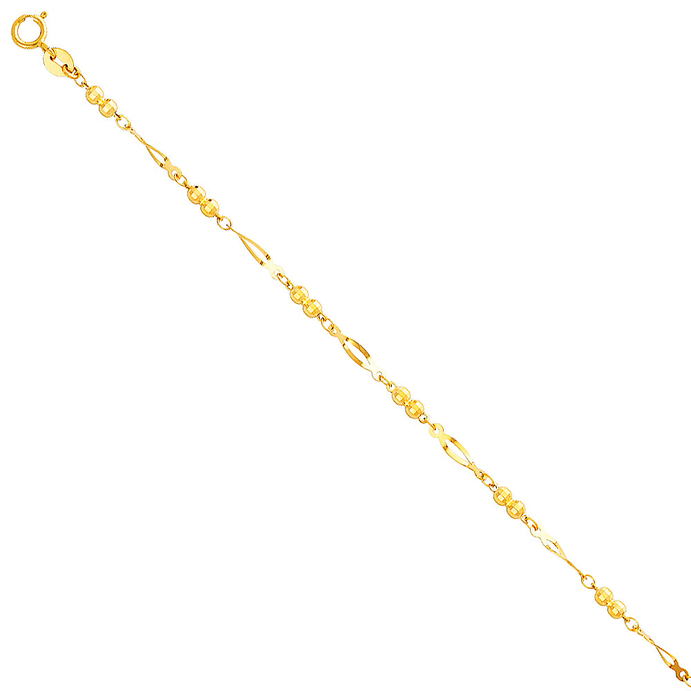 14K Yellow Gold Assorted Fancy Bracelet - AB194