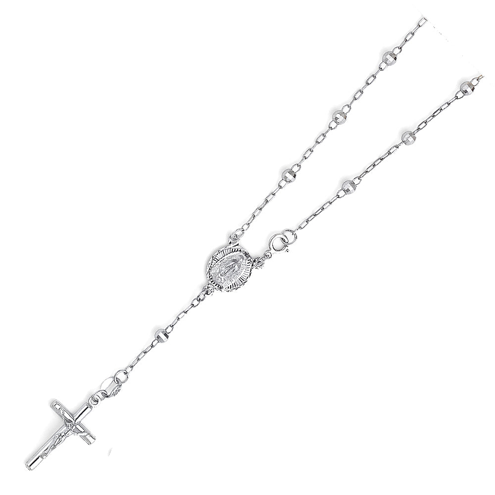 14K Yellow Gold Rosary Necklace & Bracelet 3mm - AB203