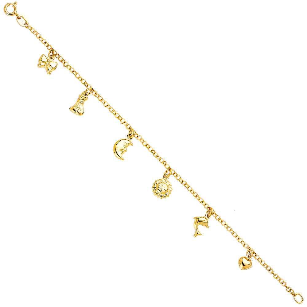 14K Yellow Gold Assorted Fancy Bracelet - AB278