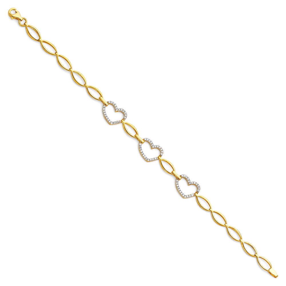 14K Yellow Gold Assorted Fancy Bracelet - AB296