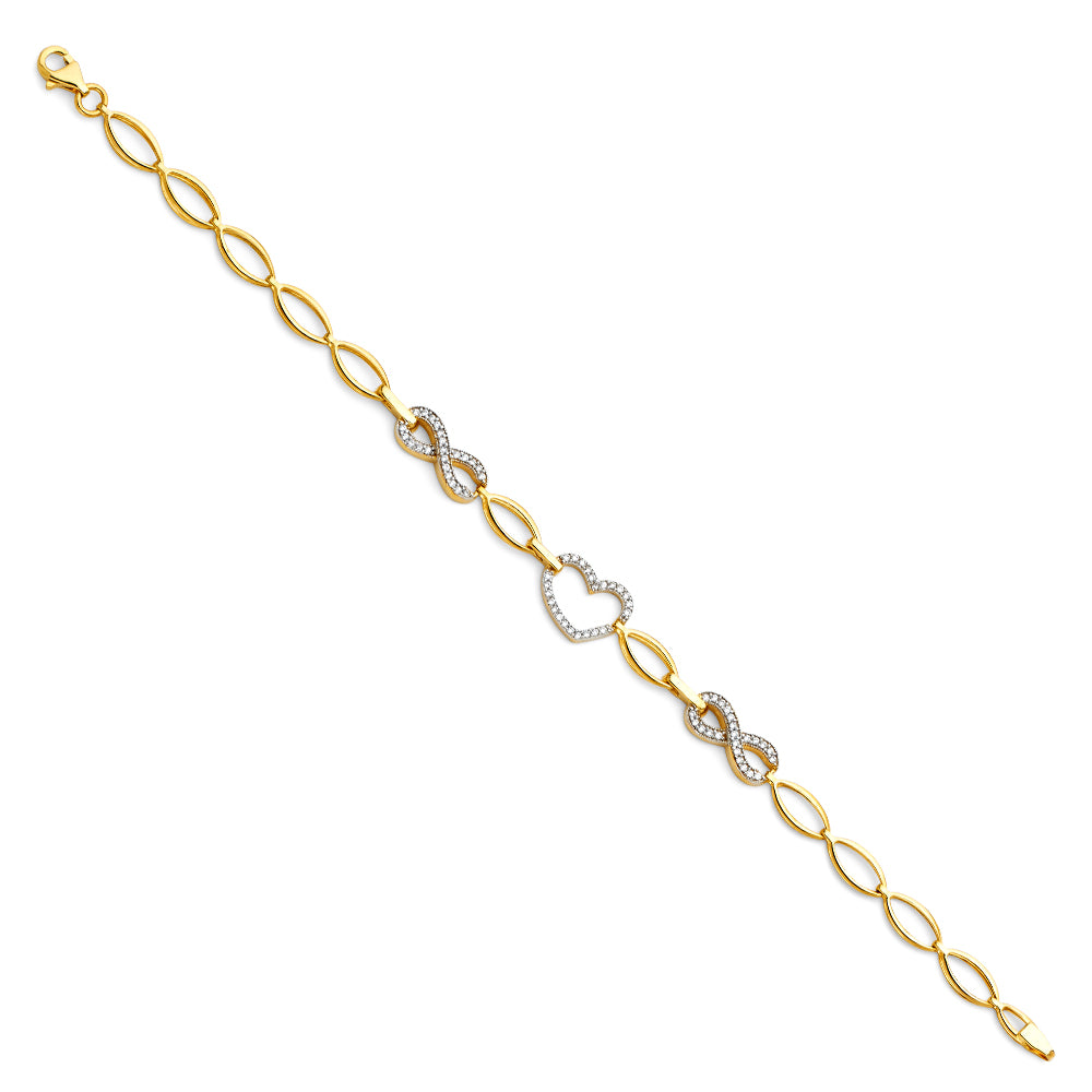 14K Yellow Gold Assorted Fancy Bracelet - AB297