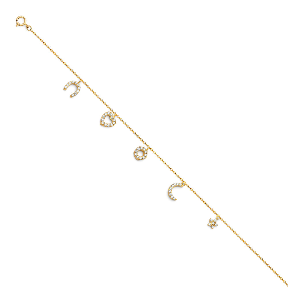 14K Yellow Gold Assorted Fancy Bracelet - AB312