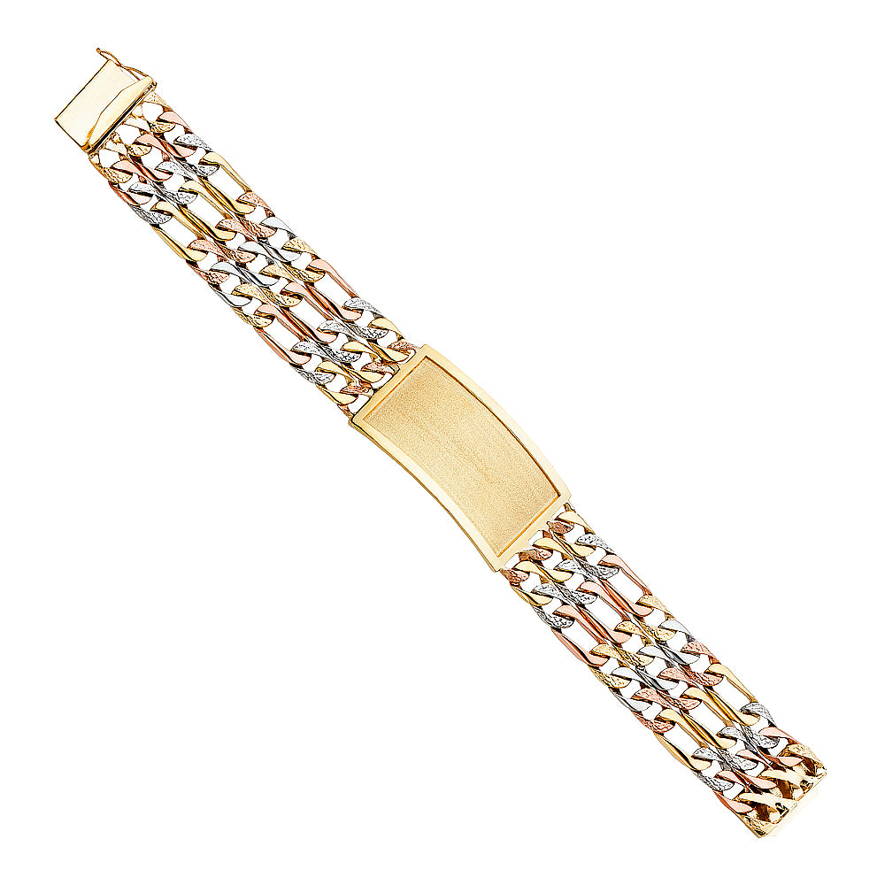 14K Tri Color Men's & Link Bracelet - AB352