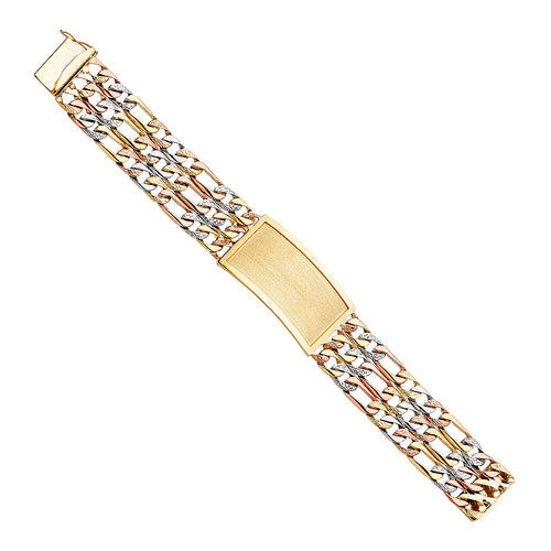 14K Tri Color Men's & Link Bracelet - AB352