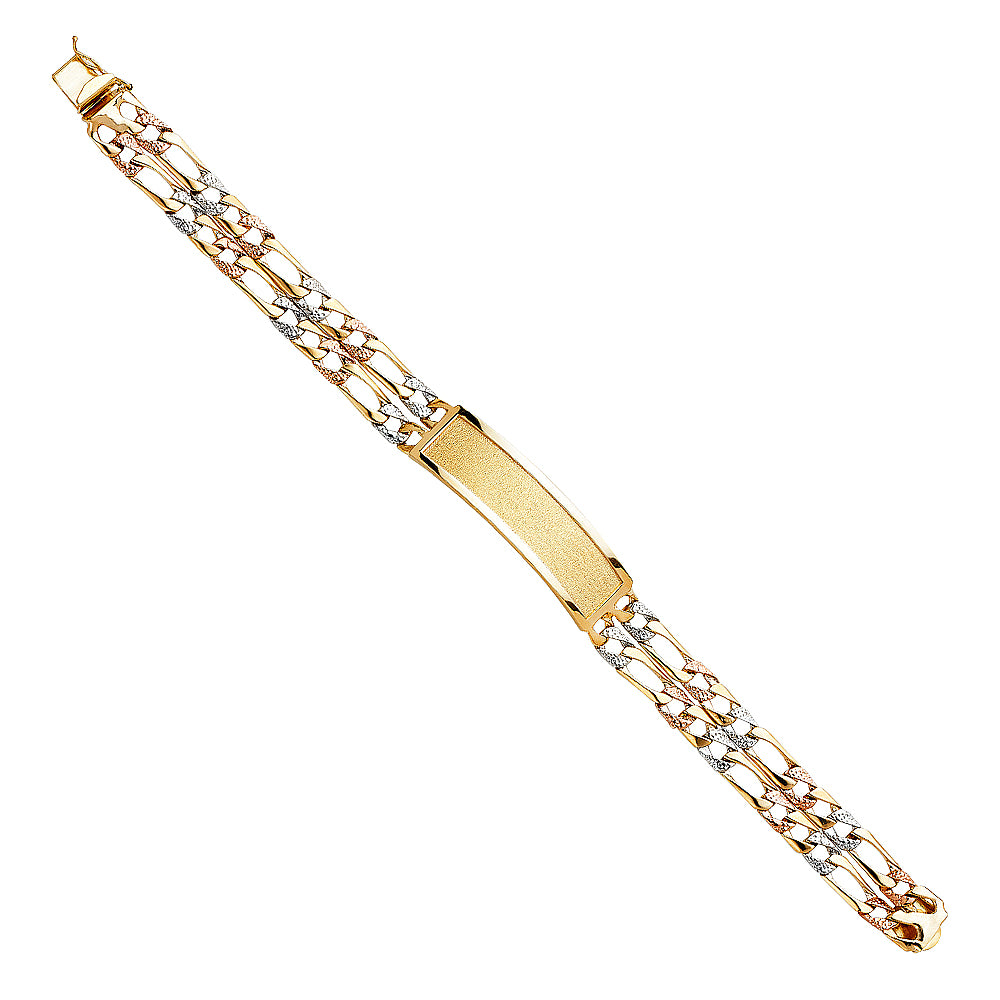 14K Tri Color Men's & Link Bracelet - AB356