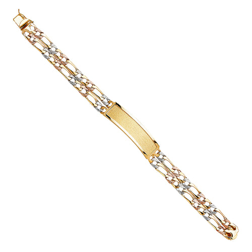 14K Tri Color Men's & Link Bracelet - AB356