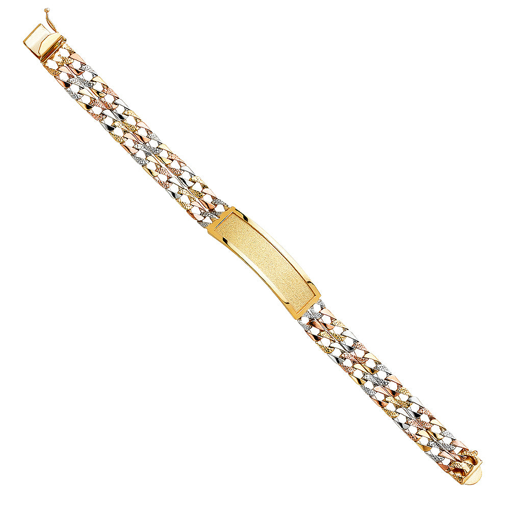 14K Tri Color Men's & Link Bracelet - AB357