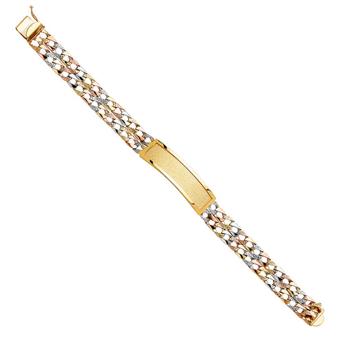 14K Tri Color Men's & Link Bracelet - AB357