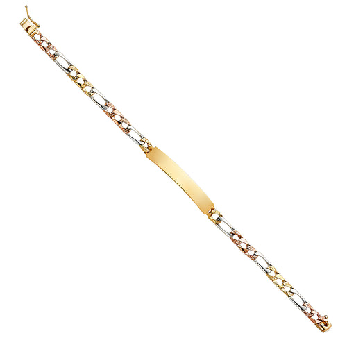 14K Tri Color Men's & Link Bracelet - AB358