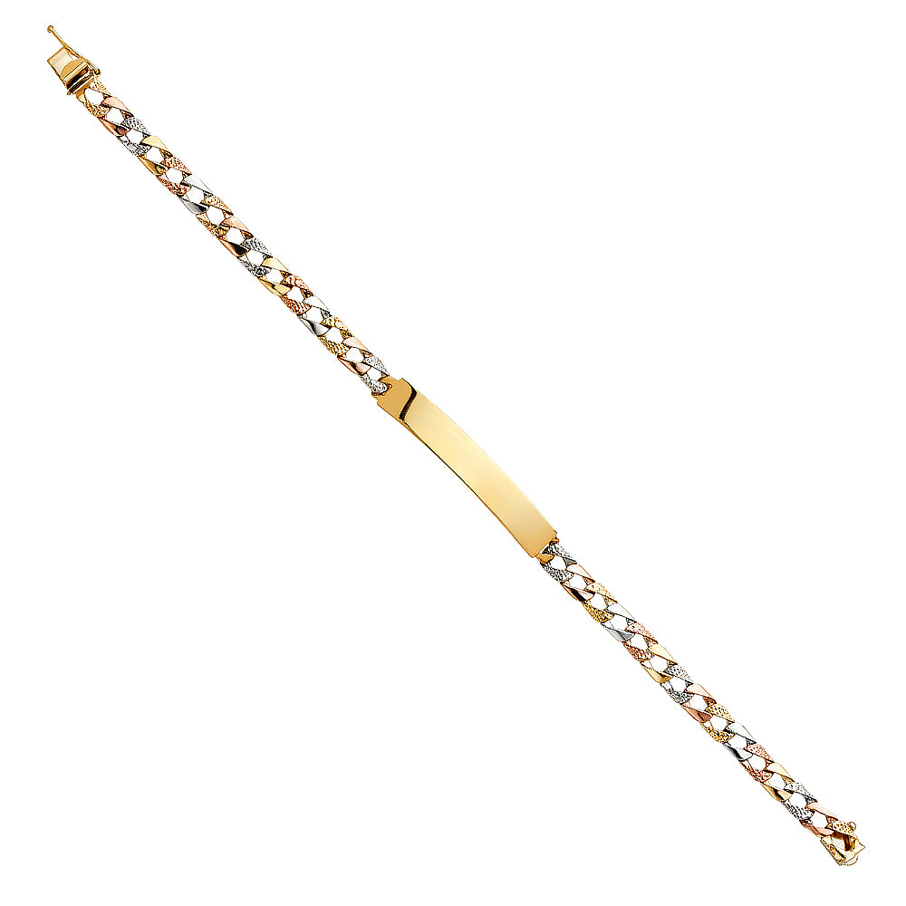 14K Tri Color Men's & Link Bracelet - AB359
