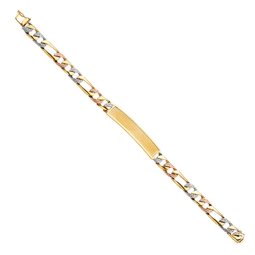 14K Tri Color Men's & Link Bracelet - AB369