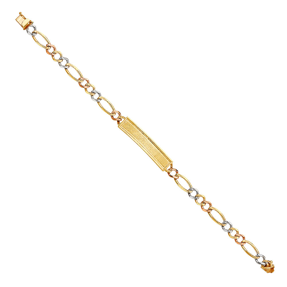 14K Tri Color Men's & Link Bracelet - AB370