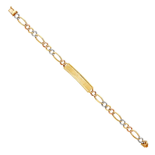 14K Tri Color Men's & Link Bracelet - AB370