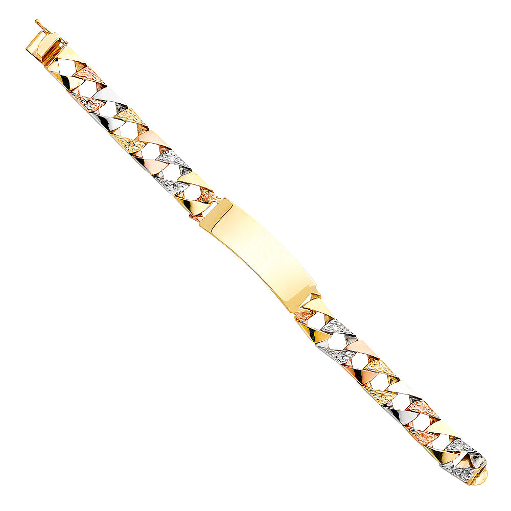 14K Tri Color Men's & Link Bracelet - AB371