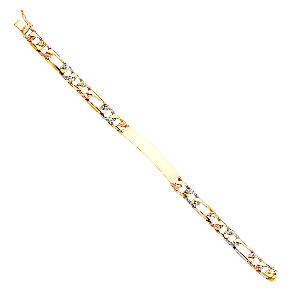 14K Tri Color Men's & Link Bracelet - AB373