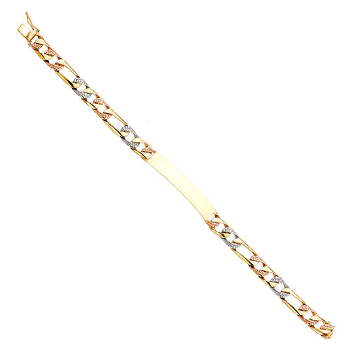 14K Tri Color Men's & Link Bracelet - AB373