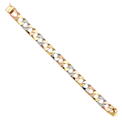 14K Tri Color Men's & Link Bracelet - AB374