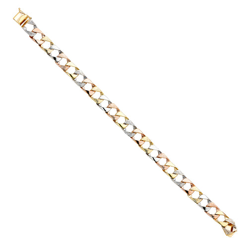 14K Tri Color Men's & Link Bracelet - AB375