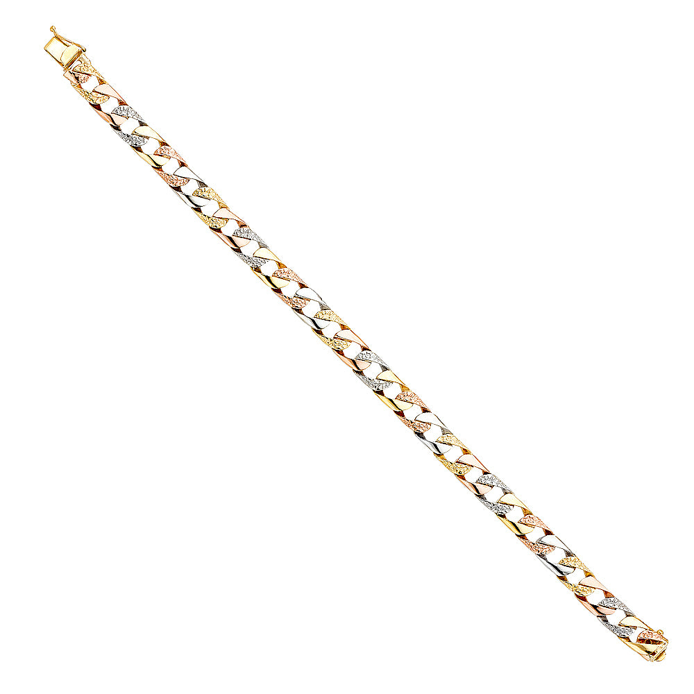 14K Tri Color Men's & Link Bracelet - AB376