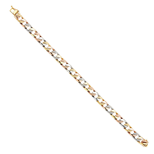 14K Tri Color Men's & Link Bracelet - AB376