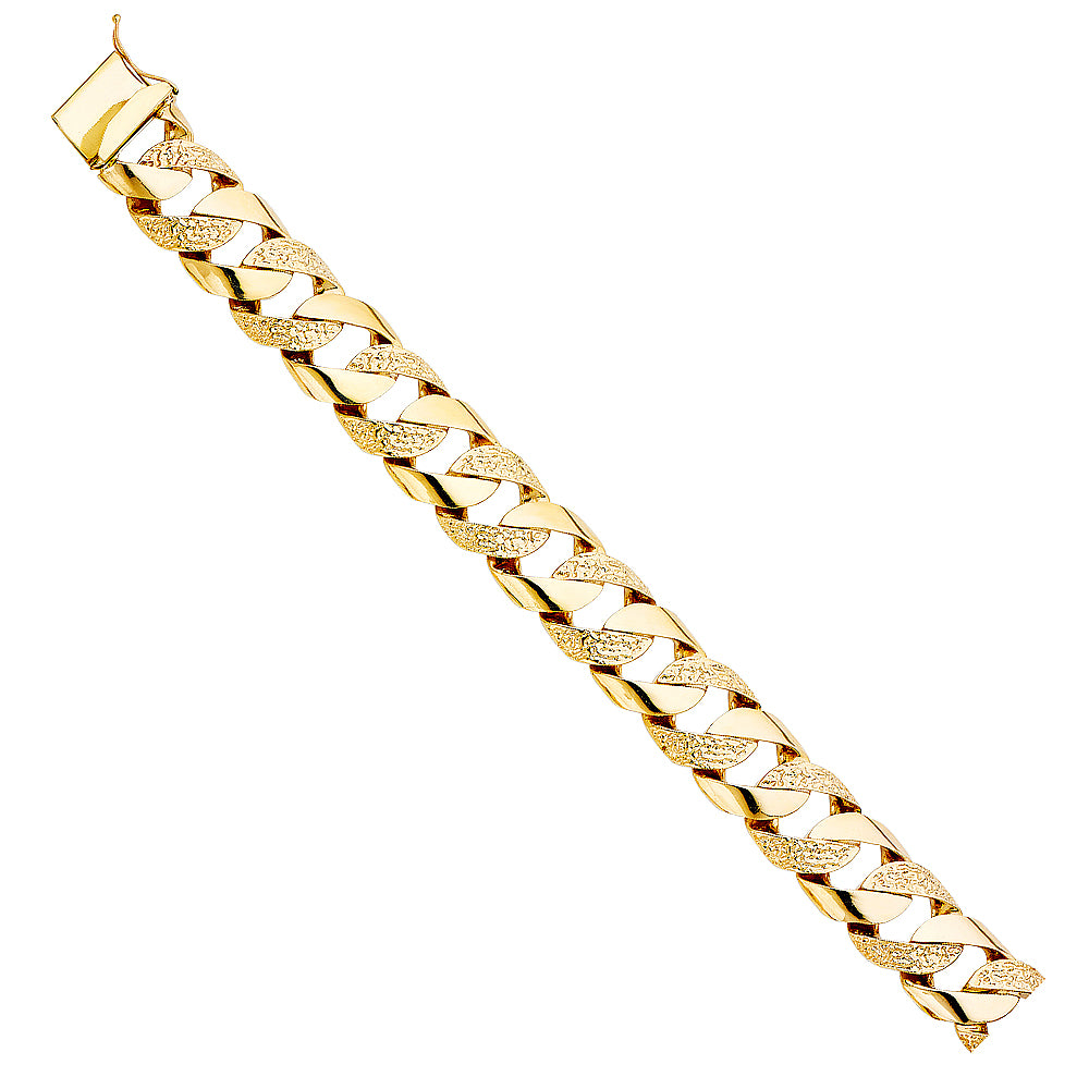 14K Yellow Gold Men's & Link Bracelet - AB452