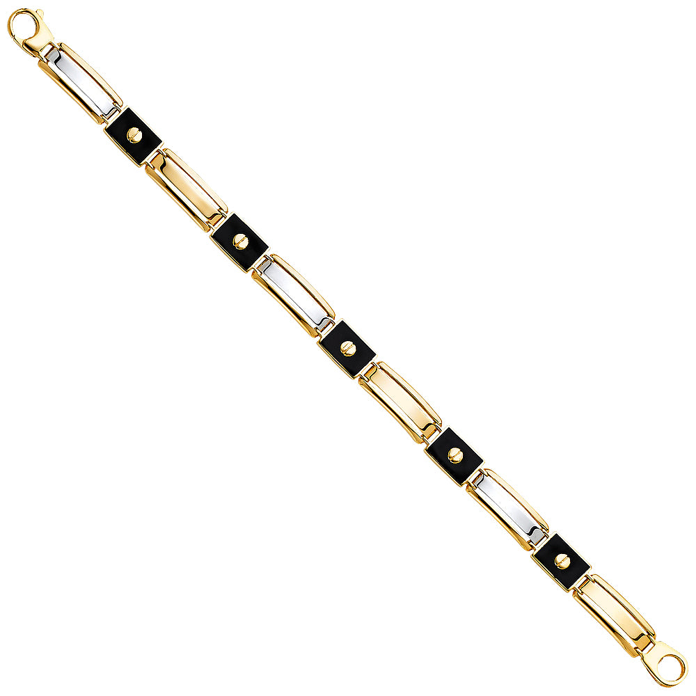 14K Yellow Gold Men's & Link Bracelet - AB519