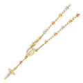 14K Yellow Gold Rosary Necklace & Bracelet 4mm - AB542