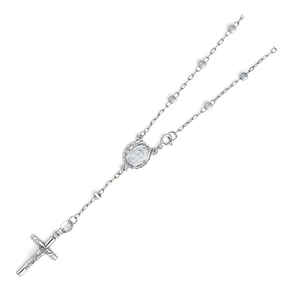 14K Yellow Gold Rosary Necklace & Bracelet 3mm - AB548