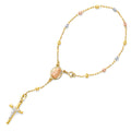 14K Yellow Gold Rosary Necklace & Bracelet 3mm - AB549