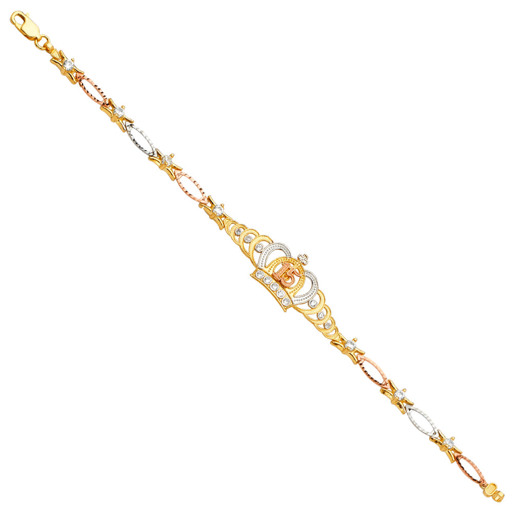 14K Yellow Gold 15 Años & Lucky Bracelet - AB583