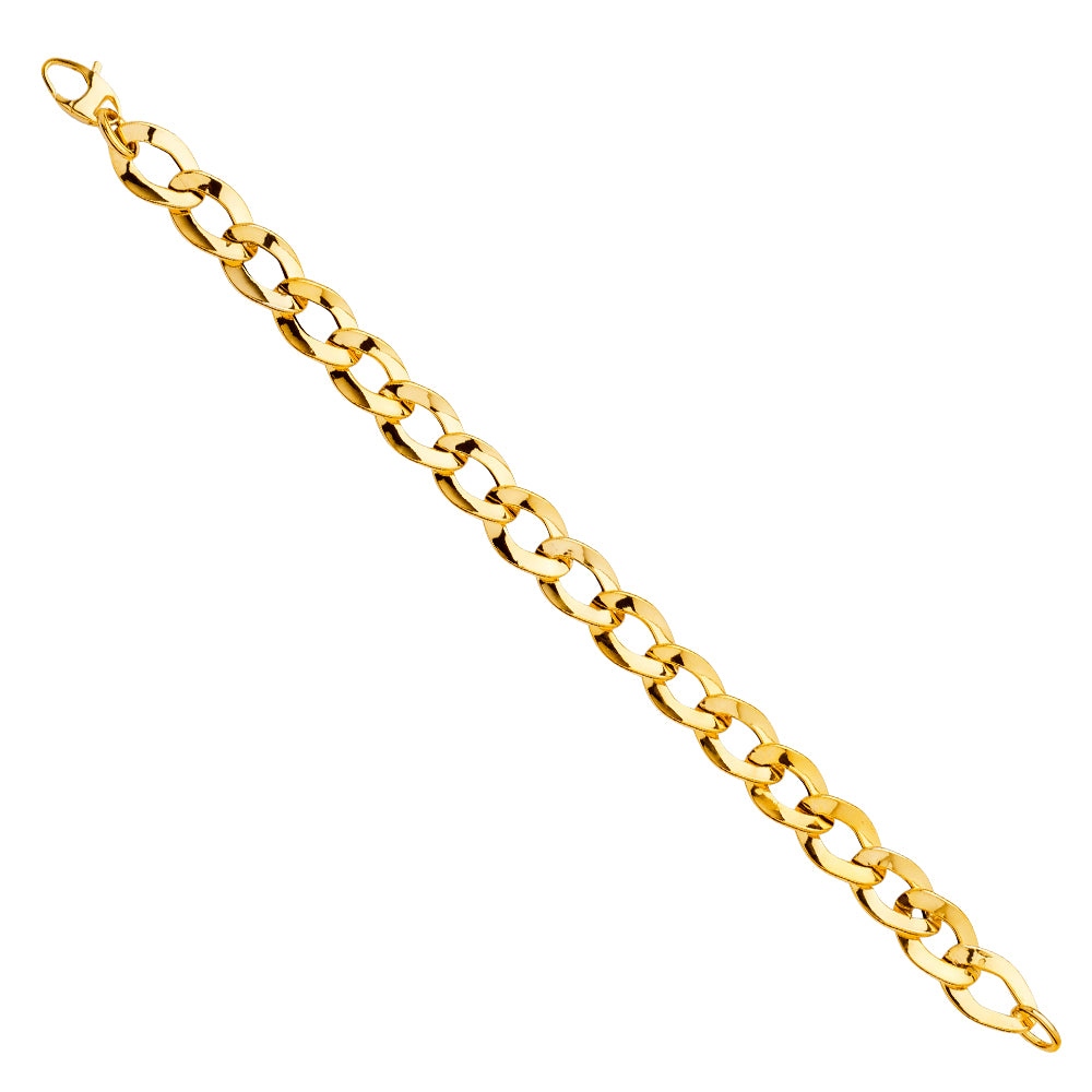 14K Yellow Gold Hollow Necklace & Bracelet - AB587