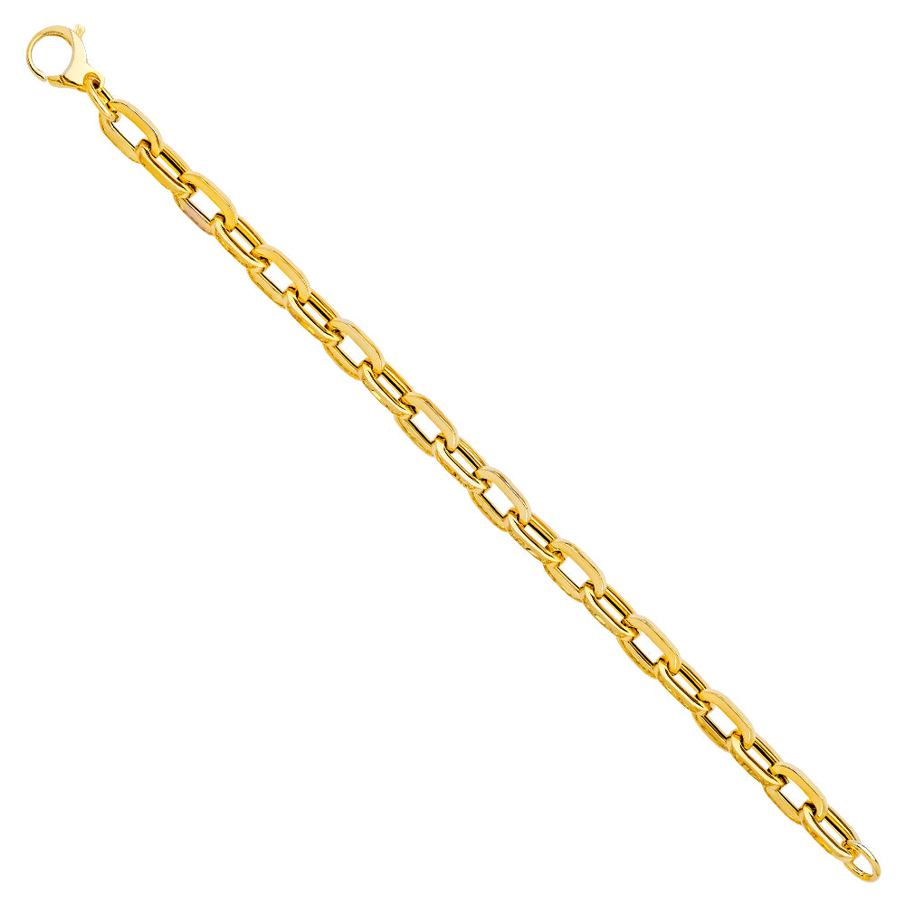 14K Yellow Gold Hollow Necklace & Bracelet - AB590