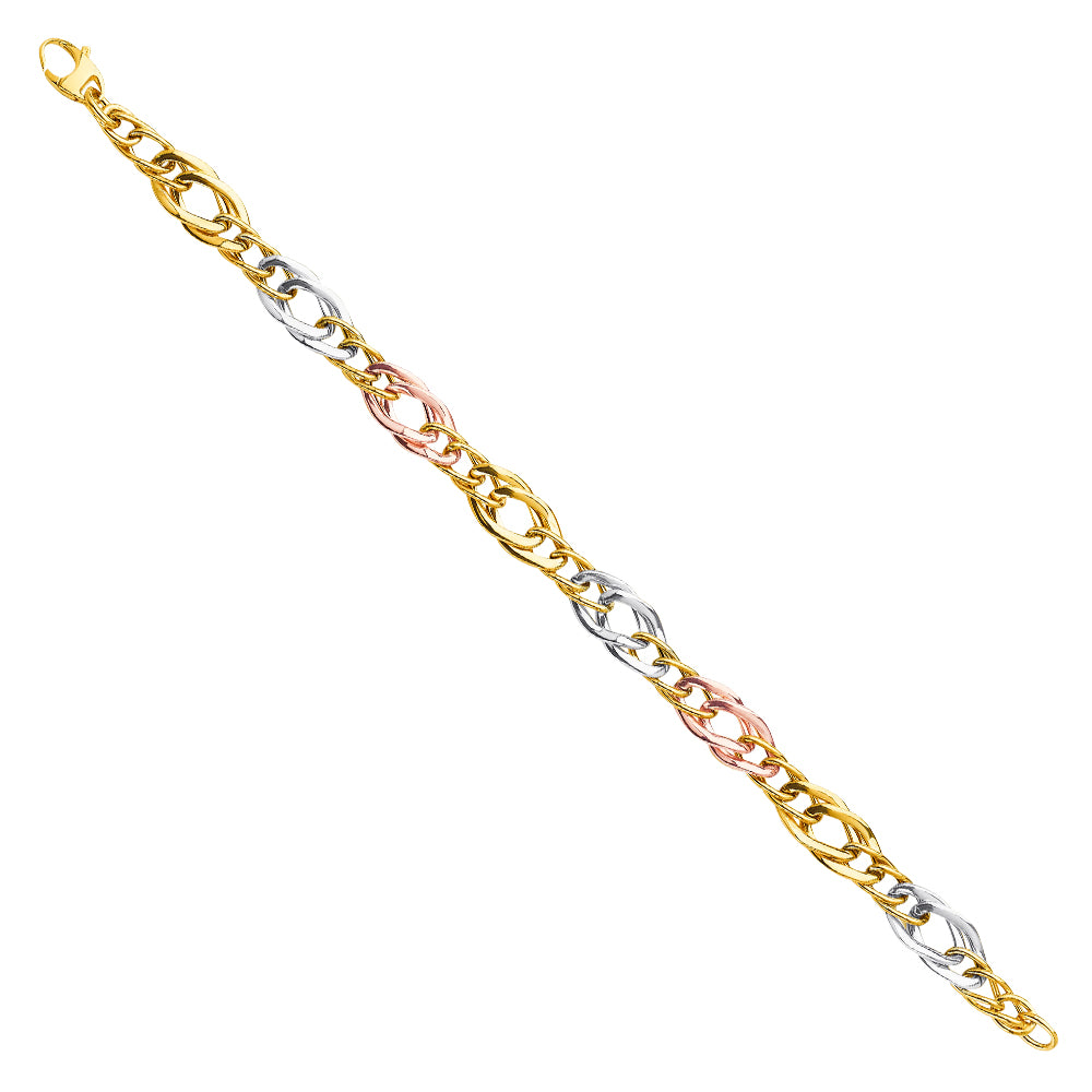 14K Yellow Gold Assorted Fancy Bracelet - AB593