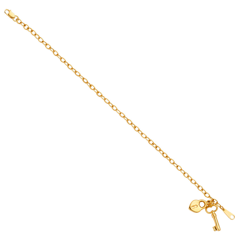 14K Yellow Gold Hollow Necklace & Bracelet - AB599