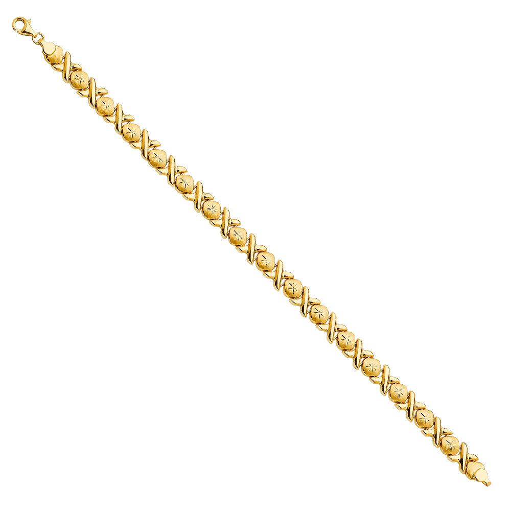 14K Yellow Gold Hollow Necklace & Bracelet - AB606