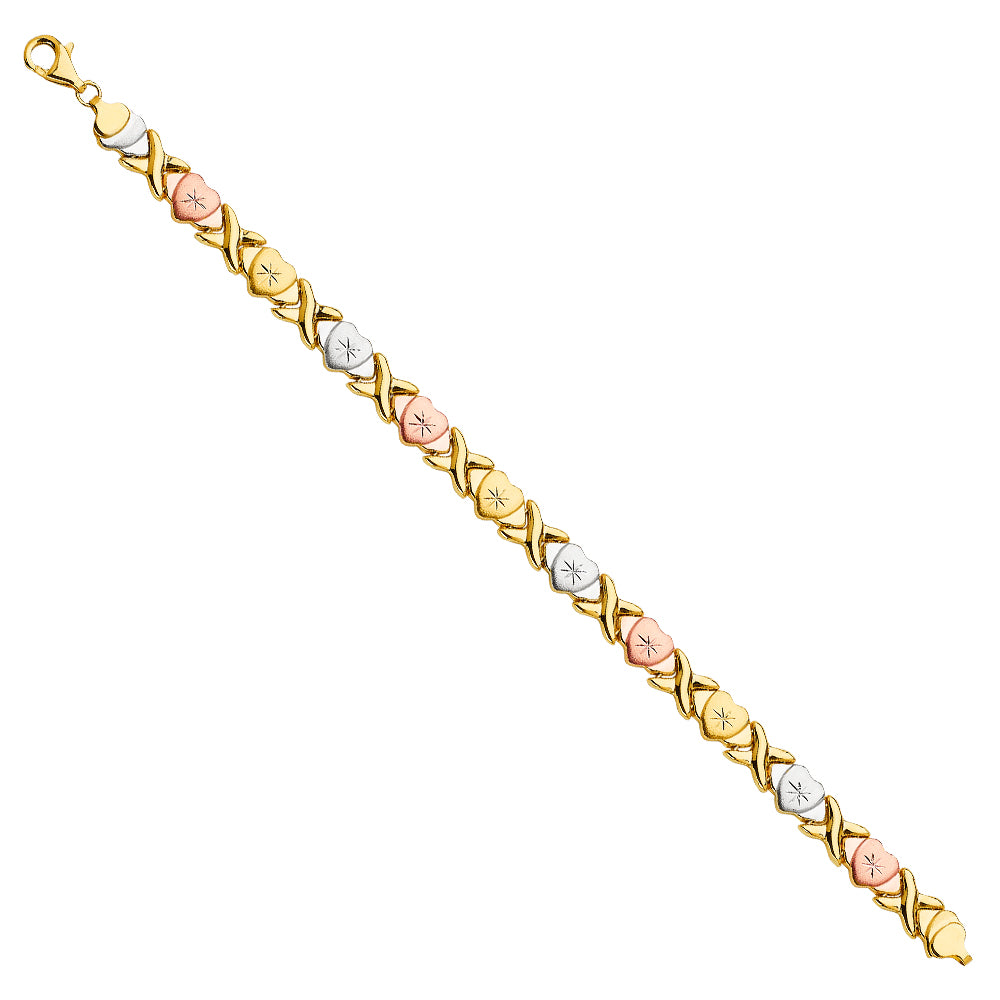 14K Yellow Gold Hollow Necklace & Bracelet - AB608