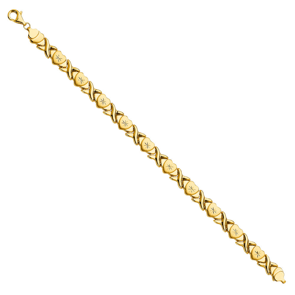 14K Yellow Gold Hollow Necklace & Bracelet - AB609