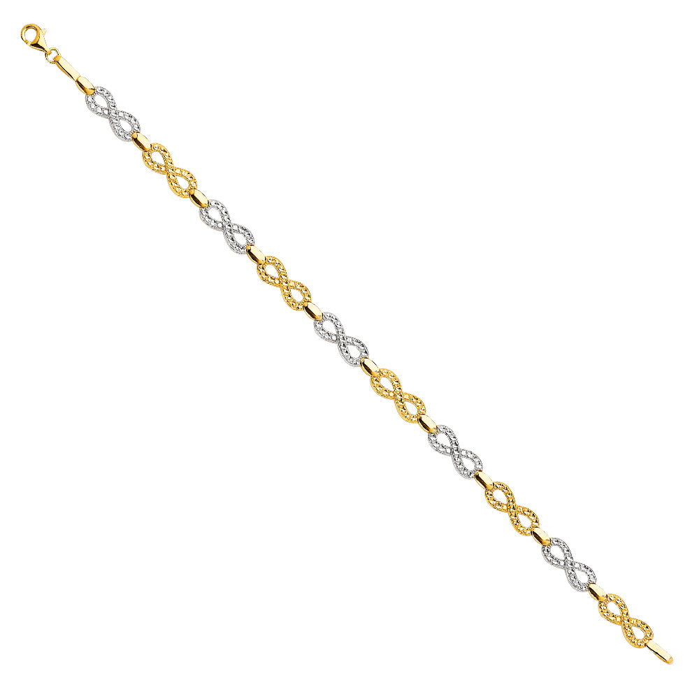 14K Yellow Gold Assorted Fancy Bracelet - AB613