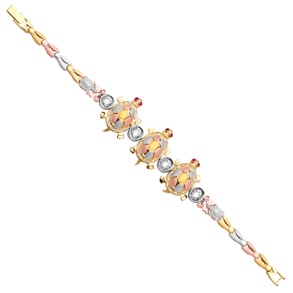 14K Yellow Gold Hollow Necklace & Bracelet - AB615