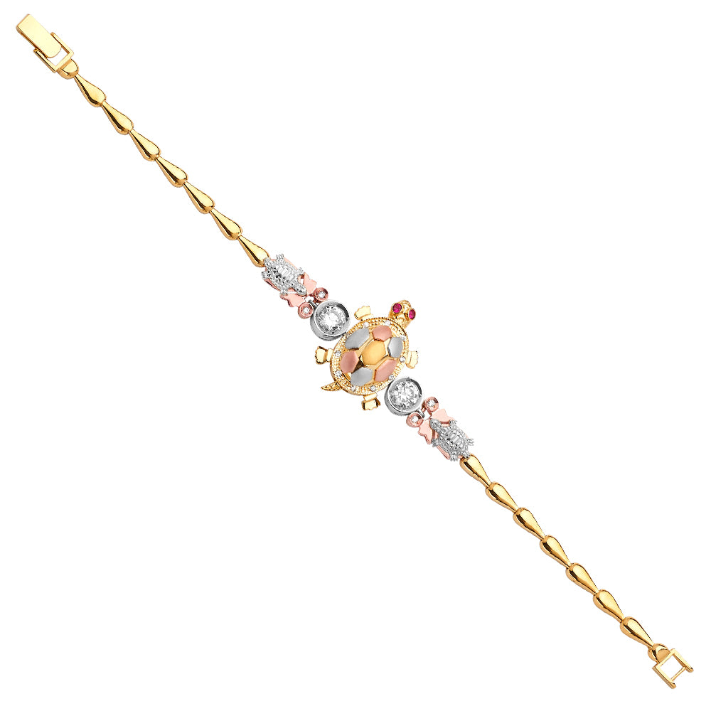 14K Yellow Gold Hollow Necklace & Bracelet - AB616
