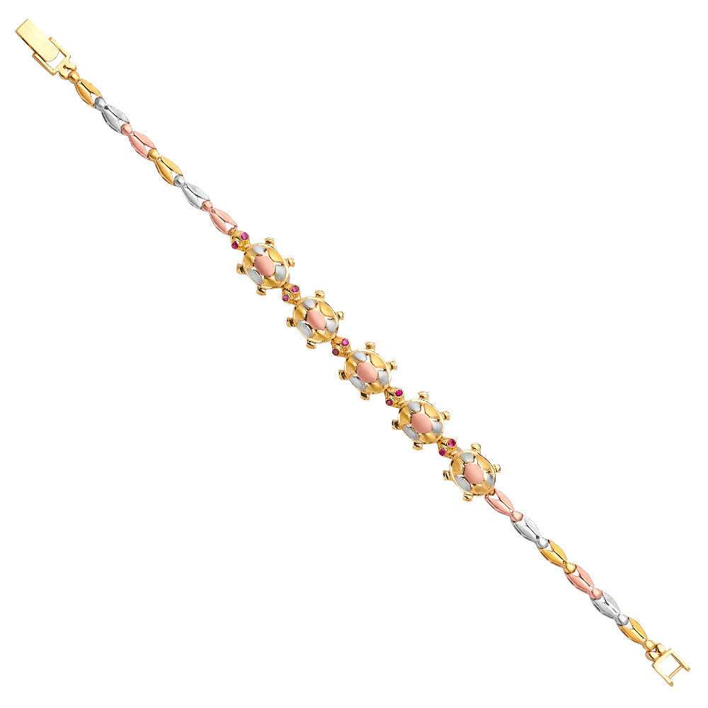 14K Yellow Gold Hollow Necklace & Bracelet - AB618