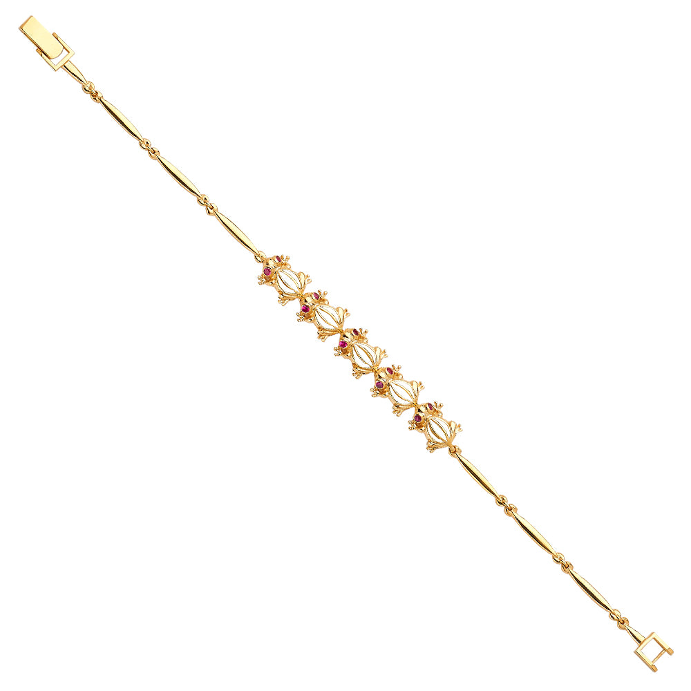 14K Yellow Gold Hollow Necklace & Bracelet - AB620