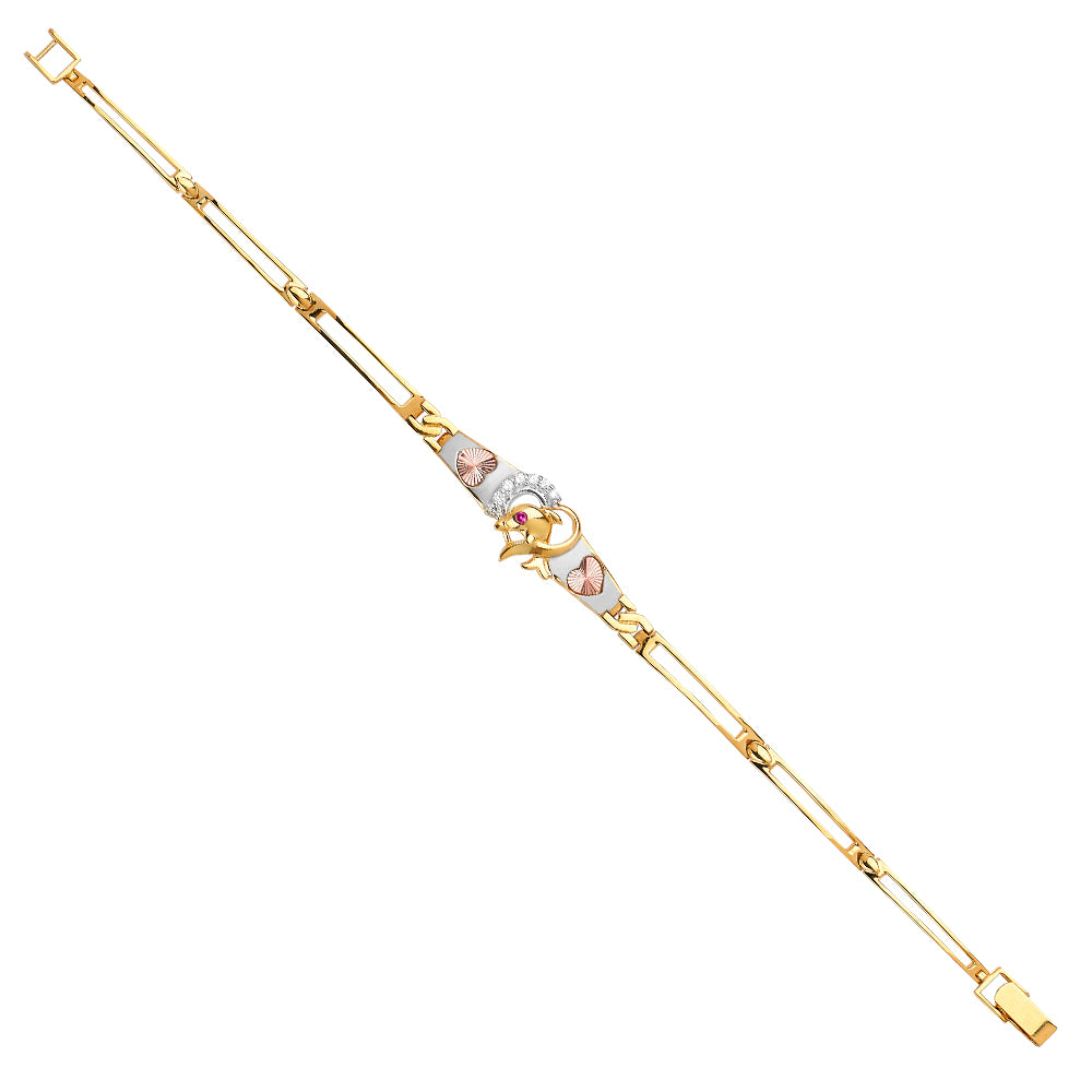 14K Yellow Gold Hollow Necklace & Bracelet - AB621