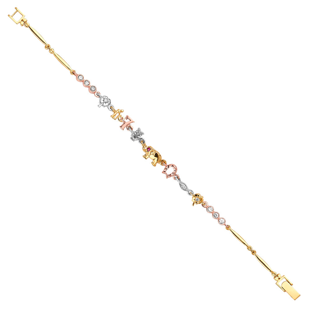 14K Yellow Gold Hollow Necklace & Bracelet - AB622