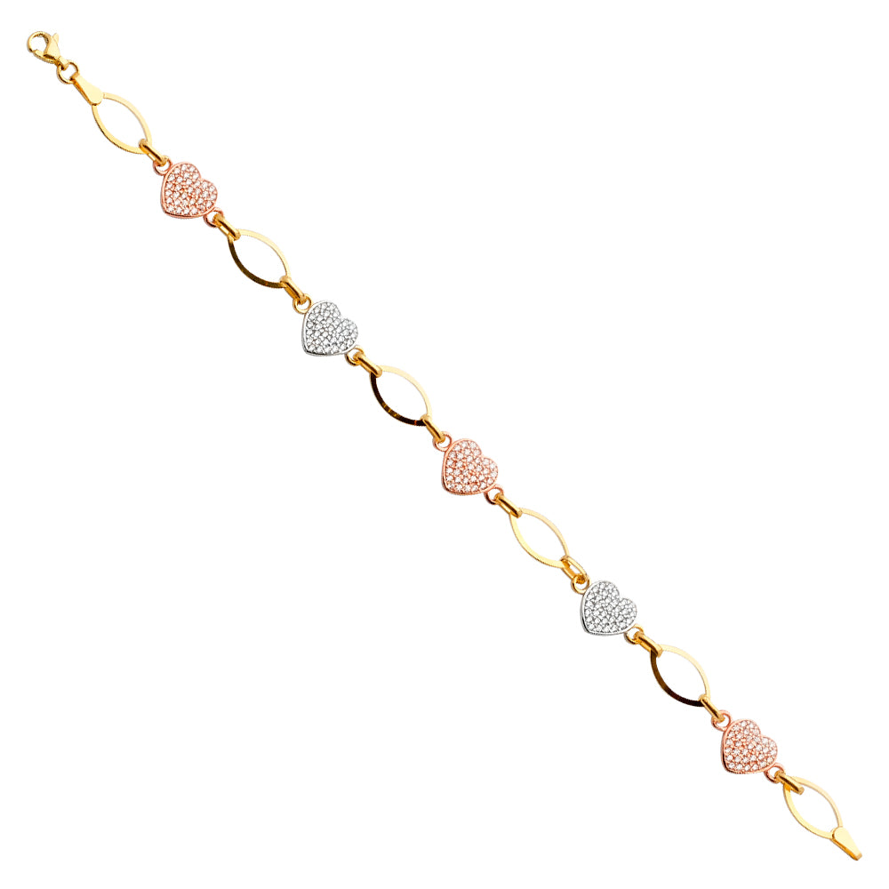 14K Yellow Gold Assorted Fancy Bracelet - AB664